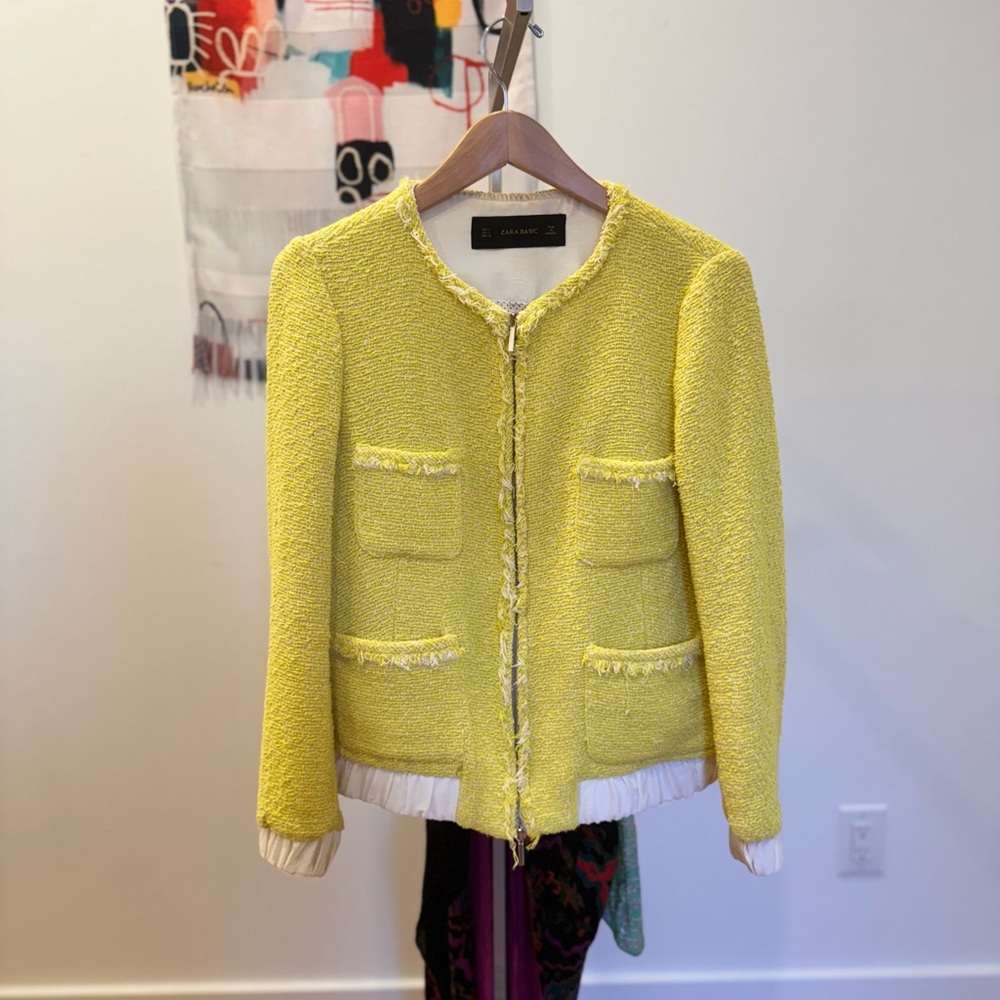 ZARA Lemon Tweed Blazer